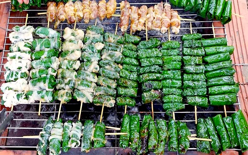 Cách làm bò cuốn lá lốt mỡ chài