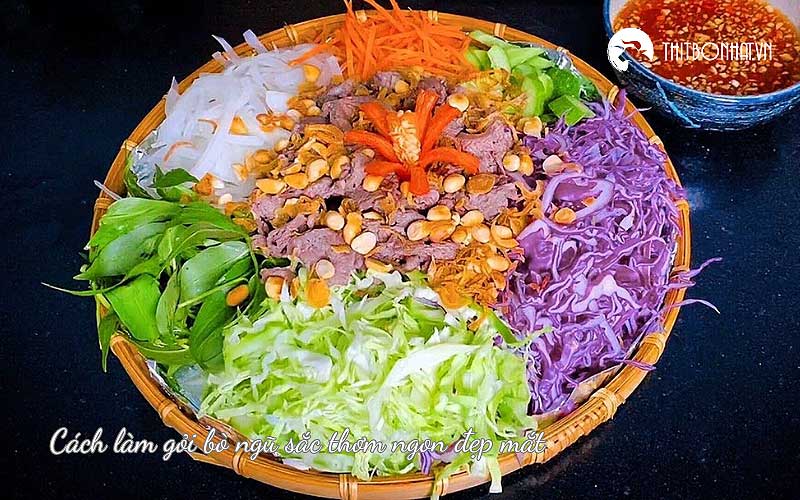 cách làm gỏi bò ngũ sắc thơm ngon đẹp mắt