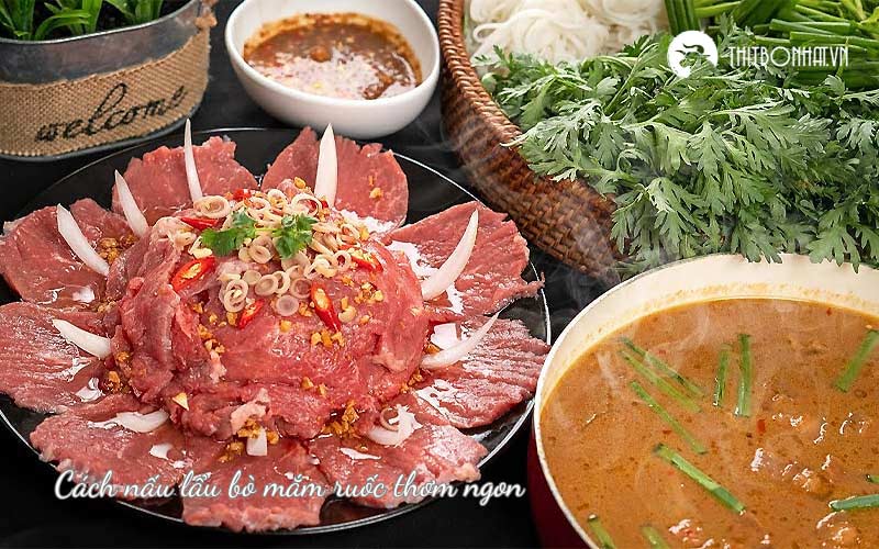 Cách nấu lẩu bò mắm ruốc