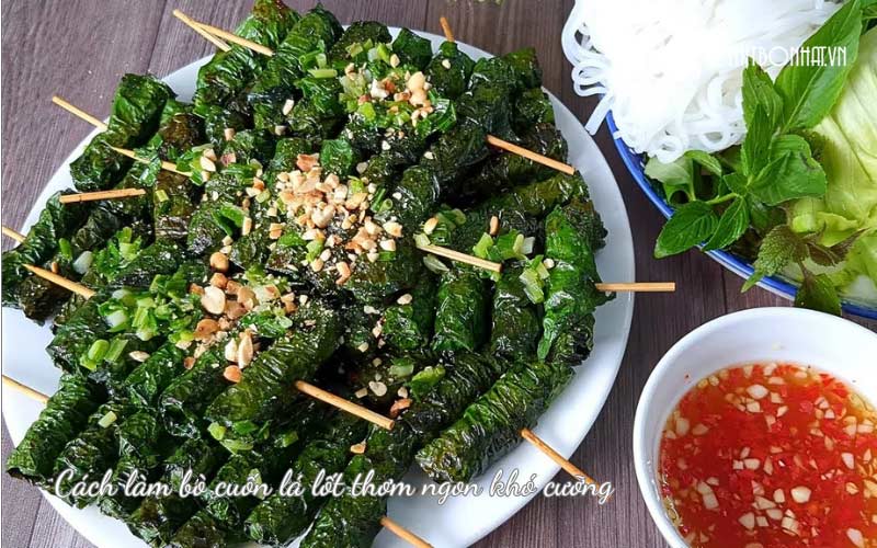 Cách làm bò cuốn lá lốt thơm ngon